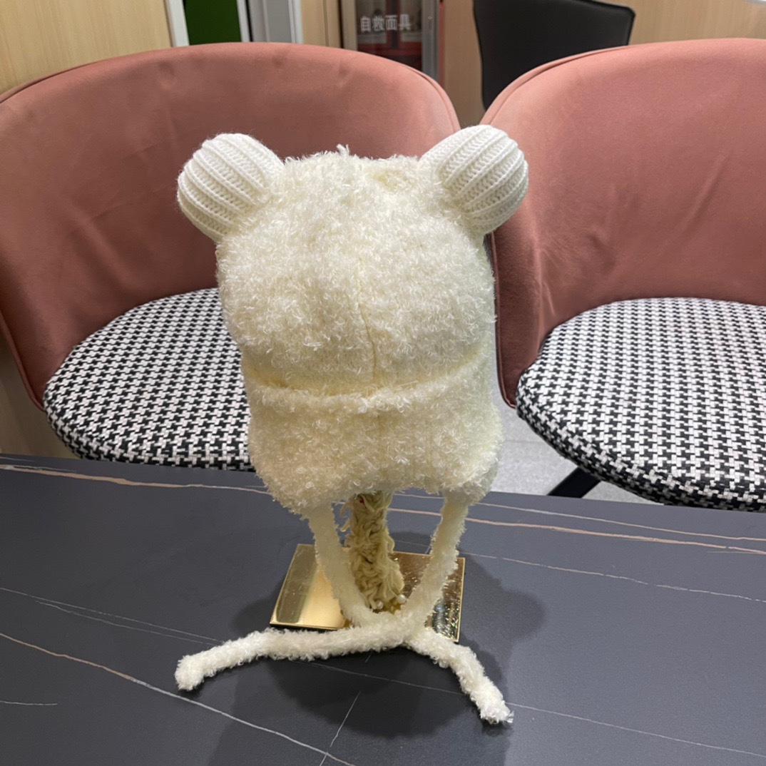 moncler蒙口新款冬小熊帽子冬季户外防寒保暖护耳包头帽显脸小绑带雷针帽