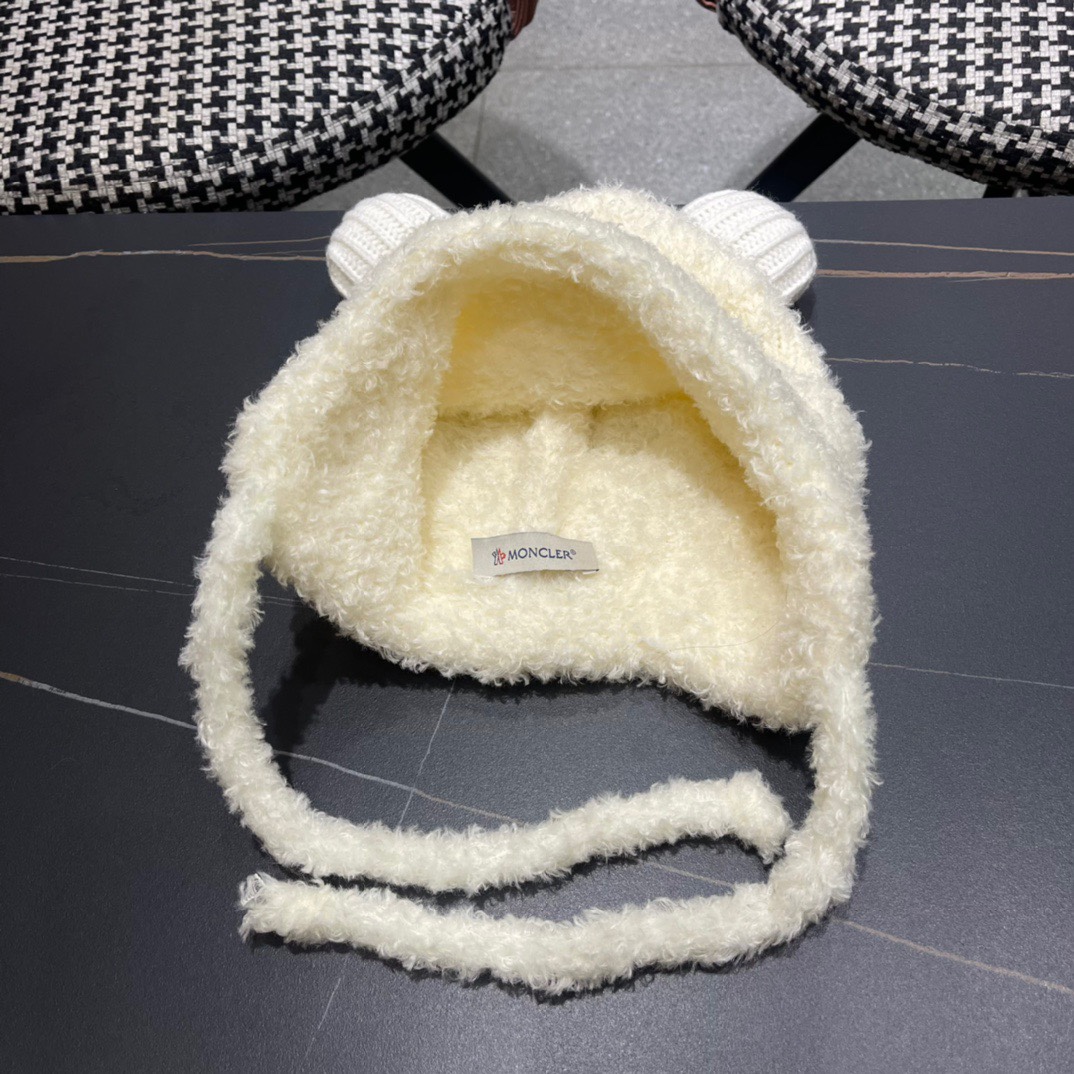 moncler蒙口新款冬小熊帽子冬季户外防寒保暖护耳包头帽显脸小绑带雷针帽