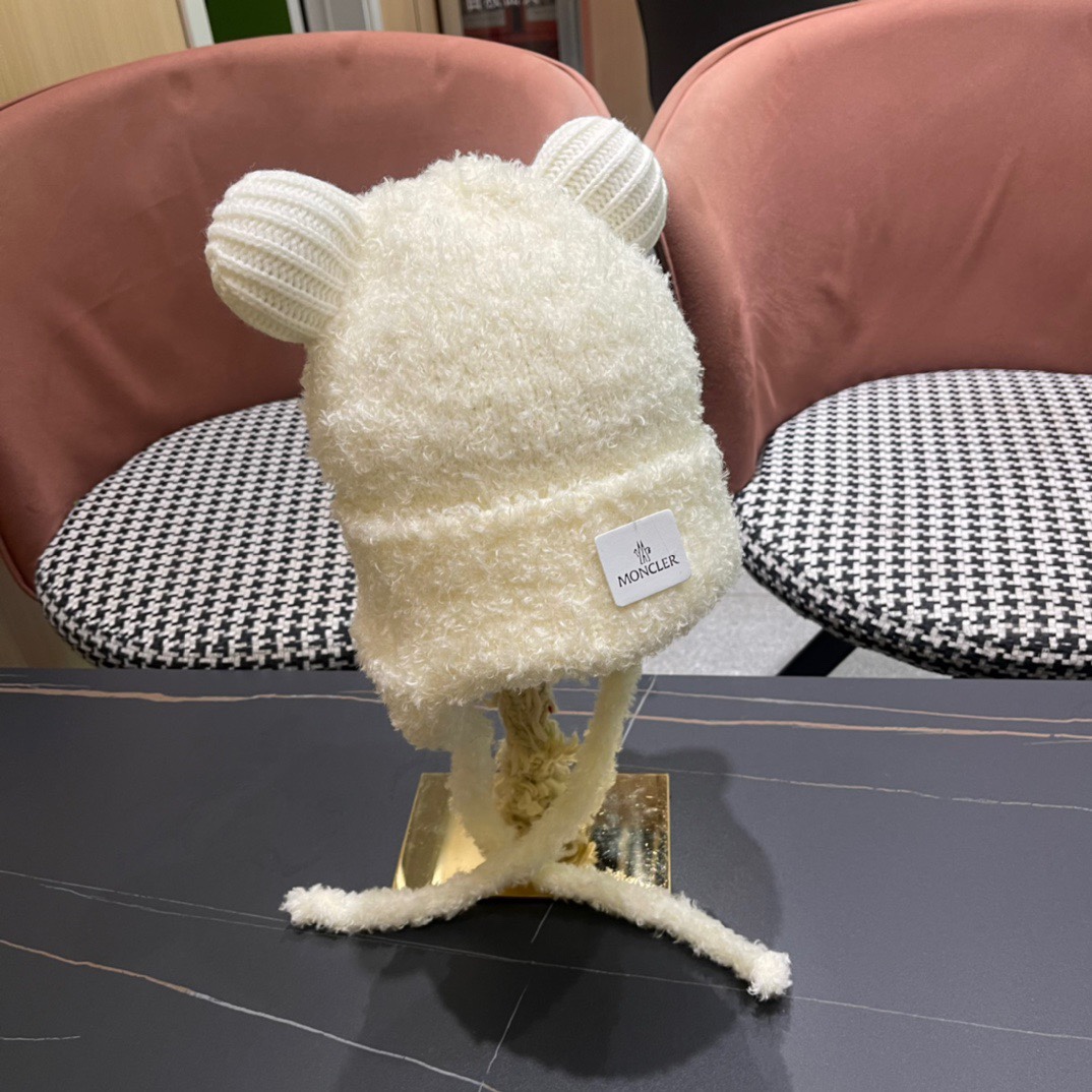 moncler蒙口新款冬小熊帽子冬季户外防寒保暖护耳包头帽显脸小绑带雷针帽