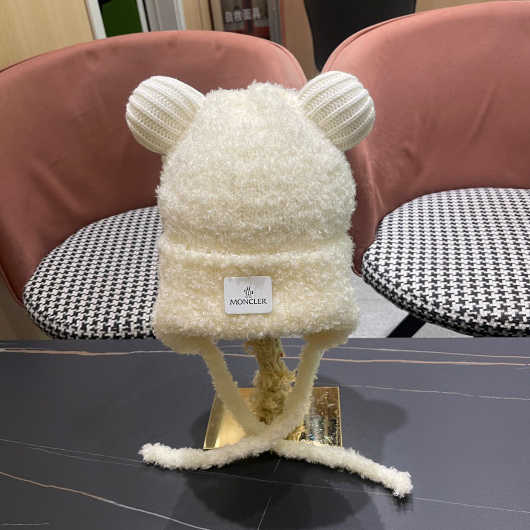 moncler蒙口新款冬小熊帽子冬季户外防寒保暖护耳包头帽显脸小绑带雷针帽