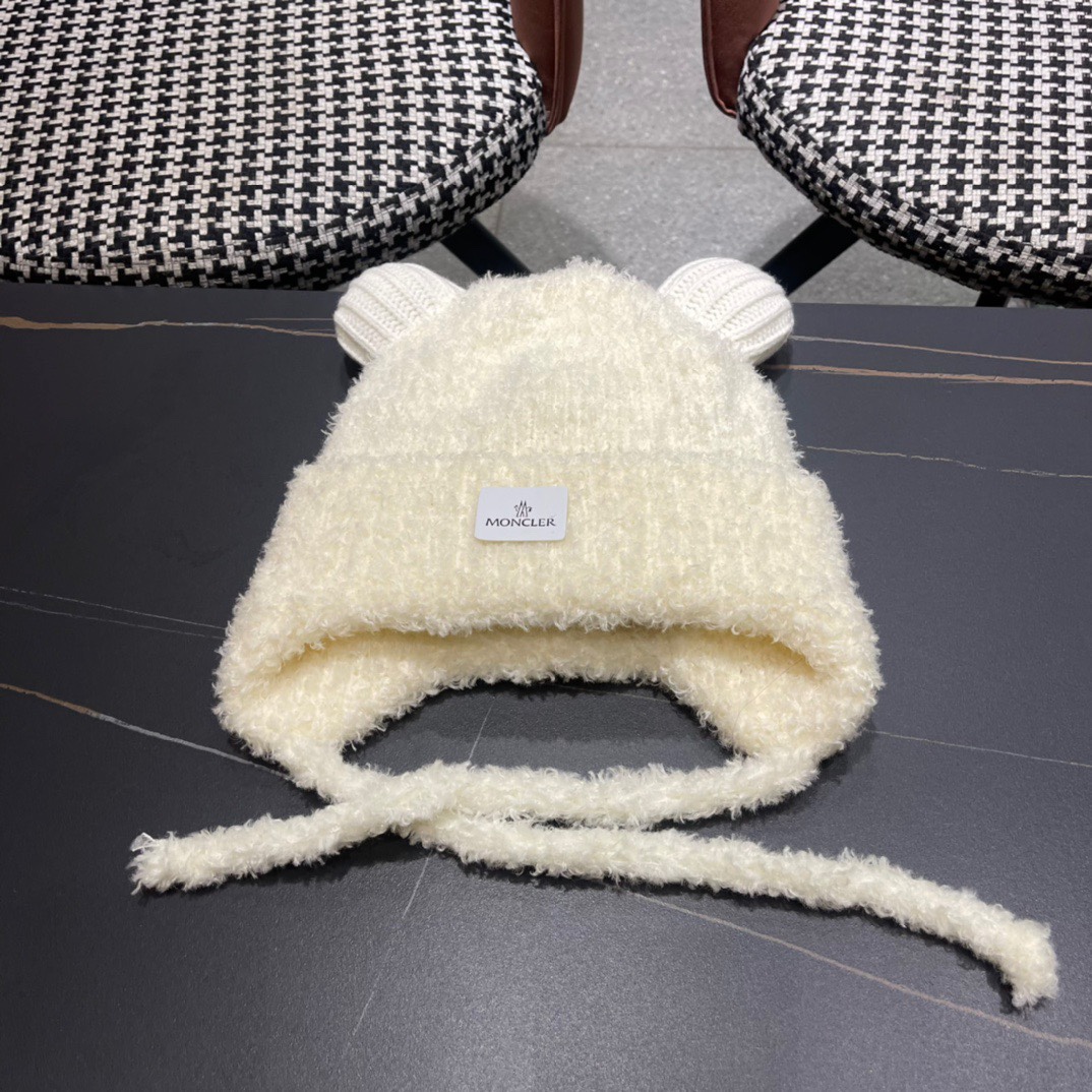 moncler蒙口新款冬小熊帽子冬季户外防寒保暖护耳包头帽显脸小绑带雷针帽