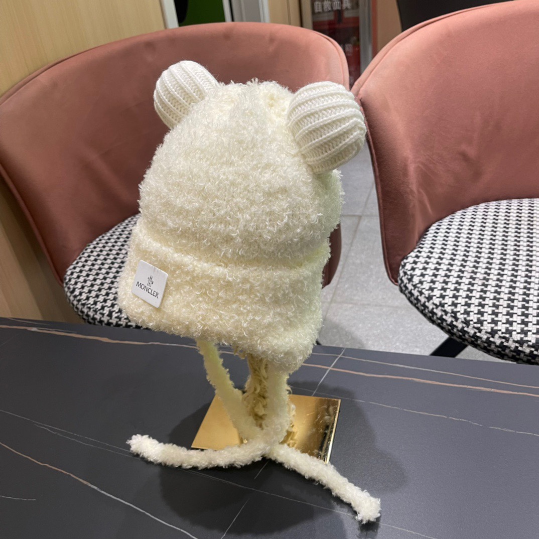 moncler蒙口新款冬小熊帽子冬季户外防寒保暖护耳包头帽显脸小绑带雷针帽
