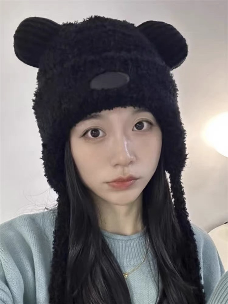 moncler蒙口新款冬小熊帽子冬季户外防寒保暖护耳包头帽显脸小绑带雷针帽