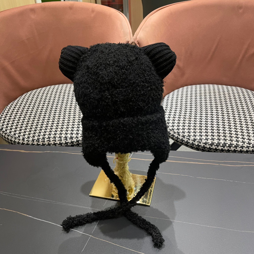 moncler蒙口新款冬小熊帽子冬季户外防寒保暖护耳包头帽显脸小绑带雷针帽