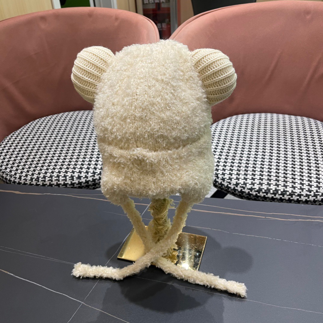 moncler蒙口新款冬小熊帽子冬季户外防寒保暖护耳包头帽显脸小绑带雷针帽