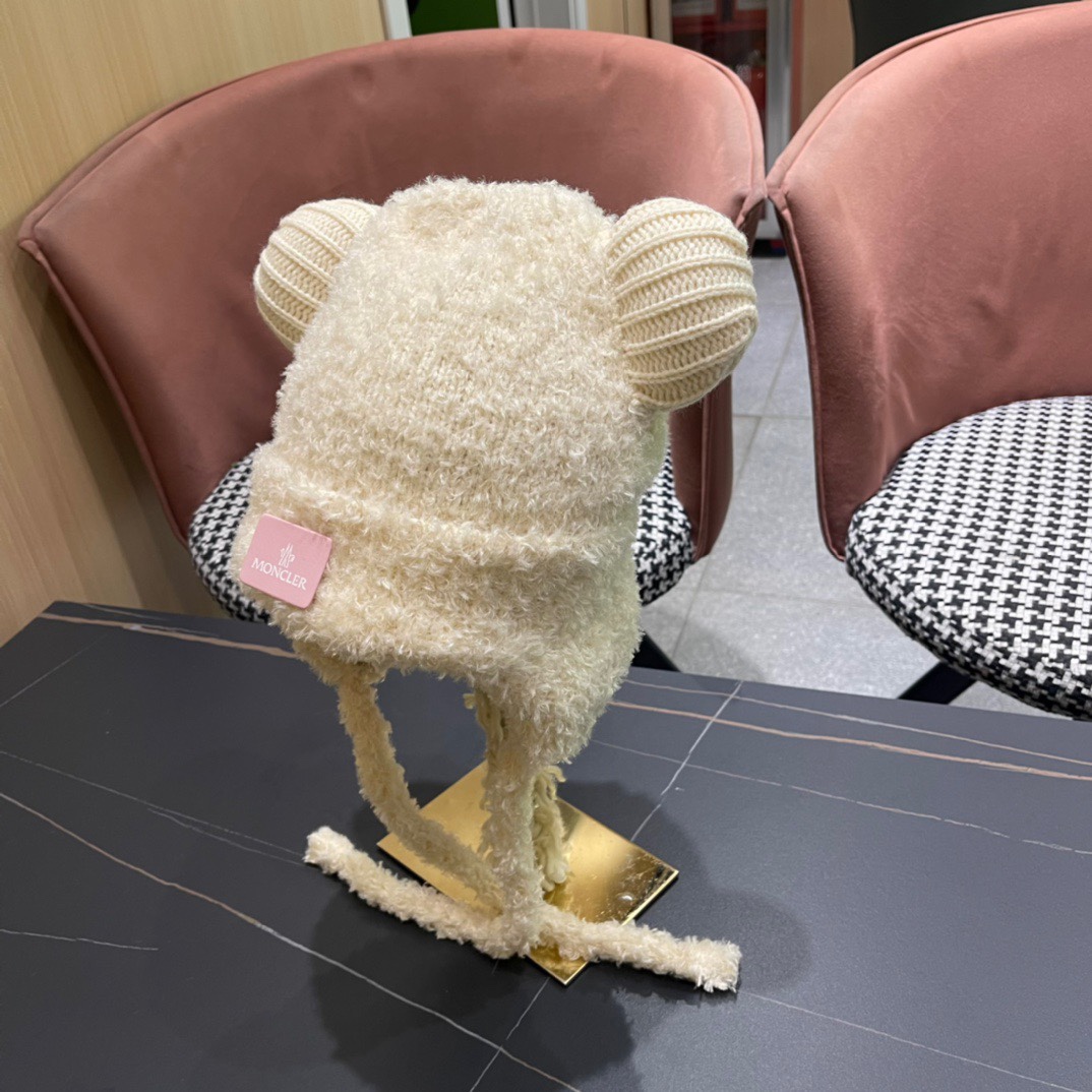 moncler蒙口新款冬小熊帽子冬季户外防寒保暖护耳包头帽显脸小绑带雷针帽