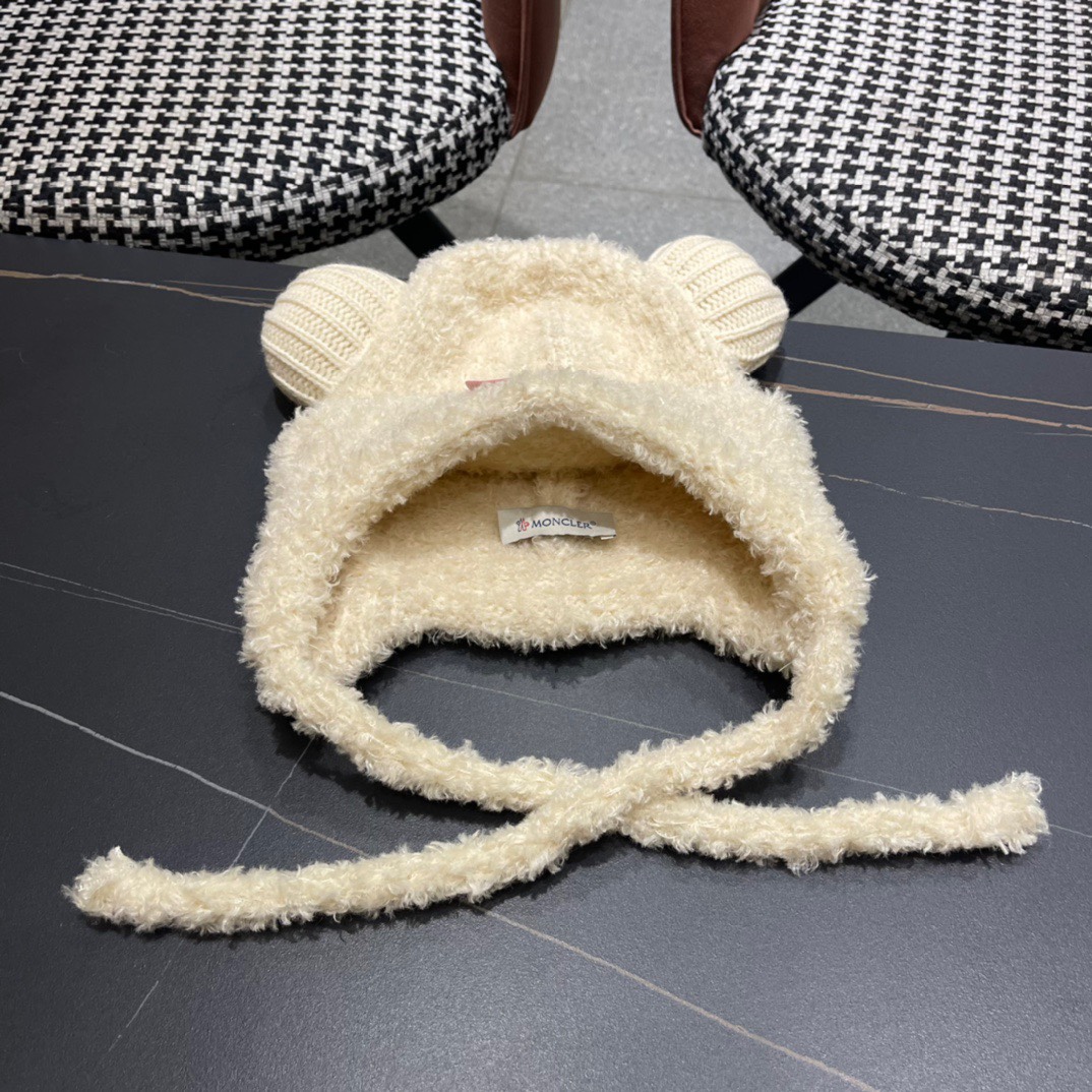 moncler蒙口新款冬小熊帽子冬季户外防寒保暖护耳包头帽显脸小绑带雷针帽