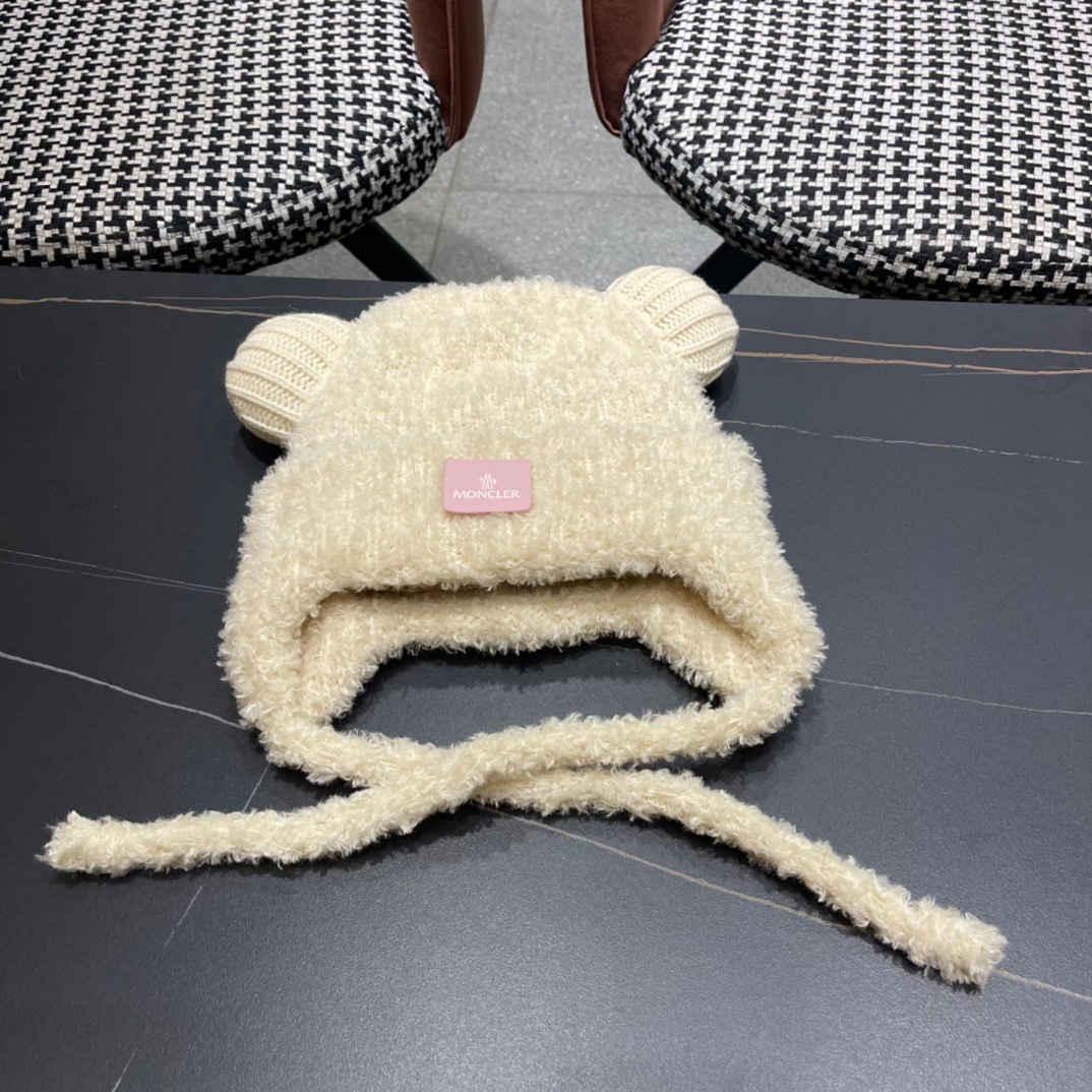 moncler蒙口新款冬小熊帽子冬季户外防寒保暖护耳包头帽显脸小绑带雷针帽