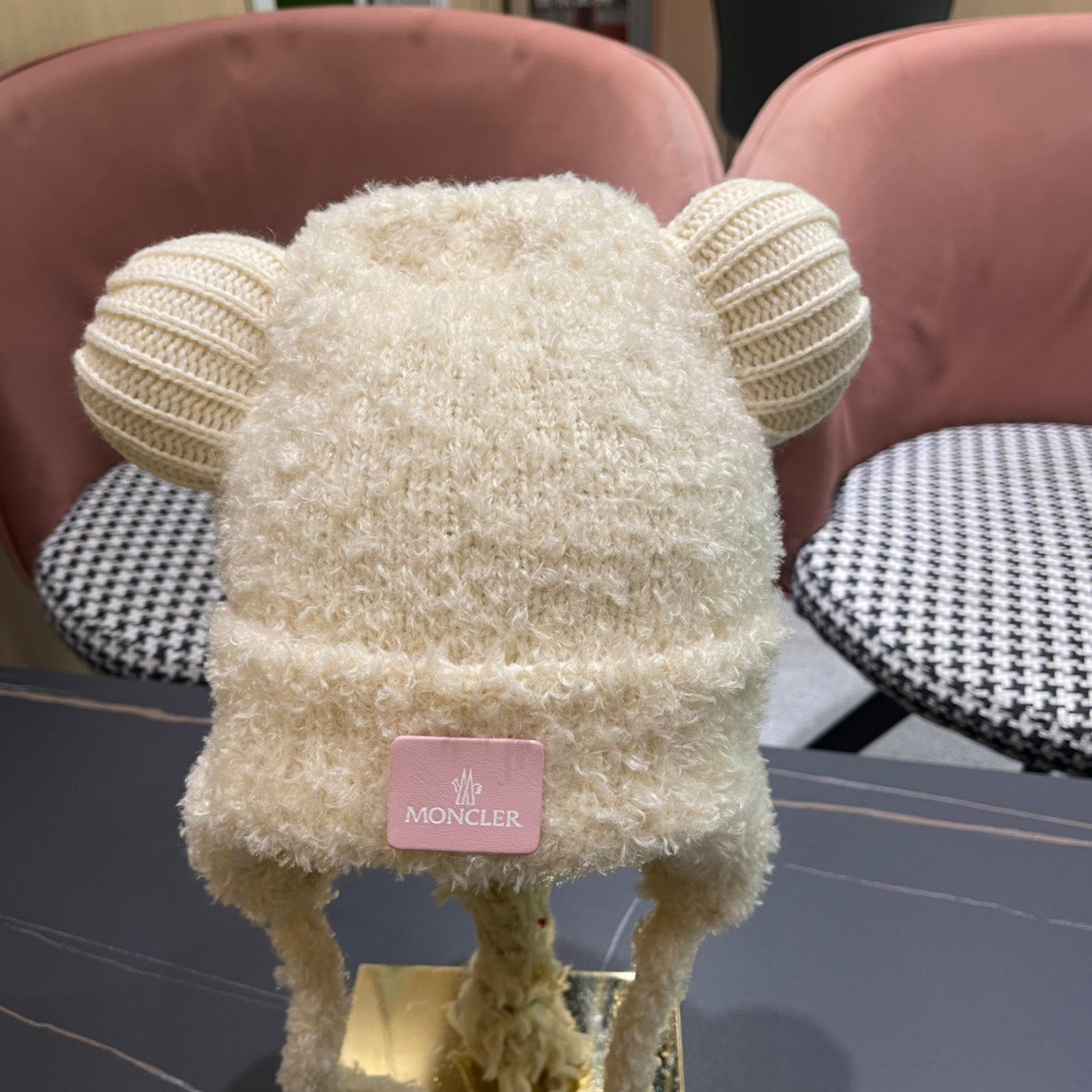 moncler蒙口新款冬小熊帽子冬季户外防寒保暖护耳包头帽显脸小绑带雷针帽
