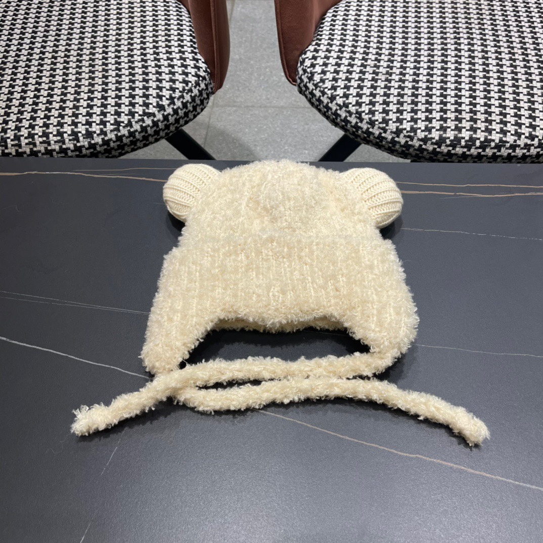 moncler蒙口新款冬小熊帽子冬季户外防寒保暖护耳包头帽显脸小绑带雷针帽