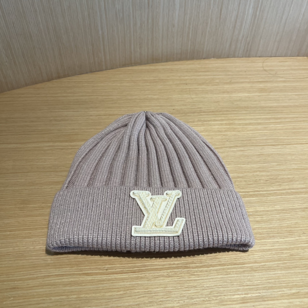 lv路易威登拼色毛线帽子女冬天时尚保暖潮流出街户外护耳针织帽