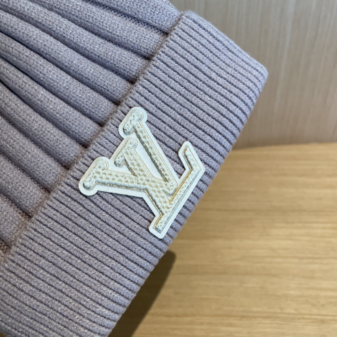 lv路易威登拼色毛线帽子女冬天时尚保暖潮流出街户外护耳针织帽