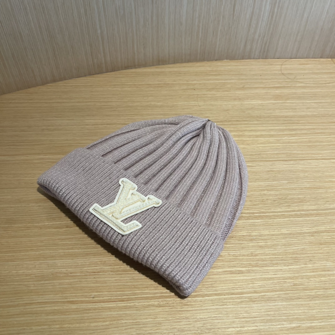 lv路易威登拼色毛线帽子女冬天时尚保暖潮流出街户外护耳针织帽