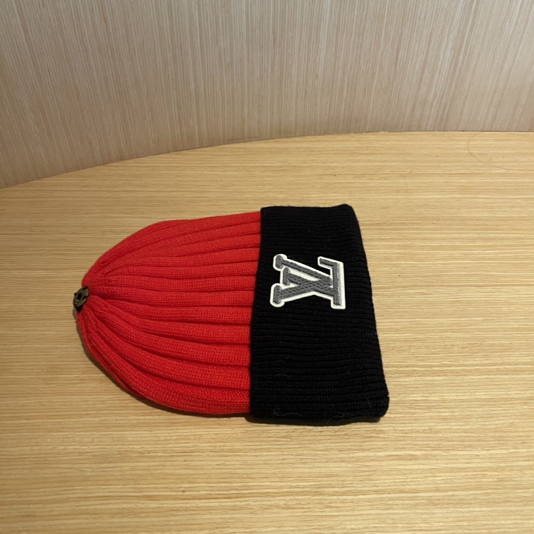 lv路易威登拼色毛线帽子女冬天时尚保暖潮流出街户外护耳针织帽