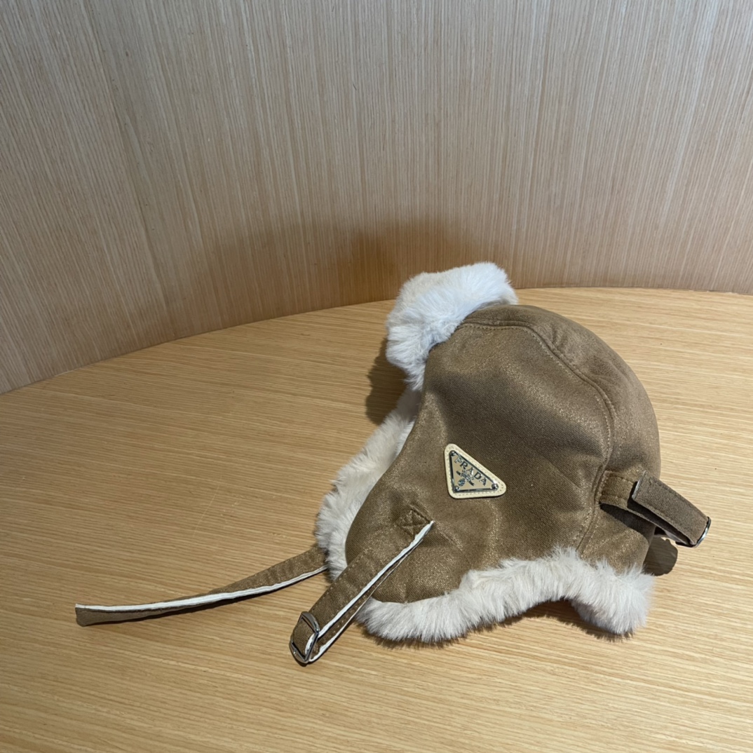 普拉达Prada冬季毛绒雷锋帽子女东北防寒保暖户外骑行防风护耳帽时尚休闲