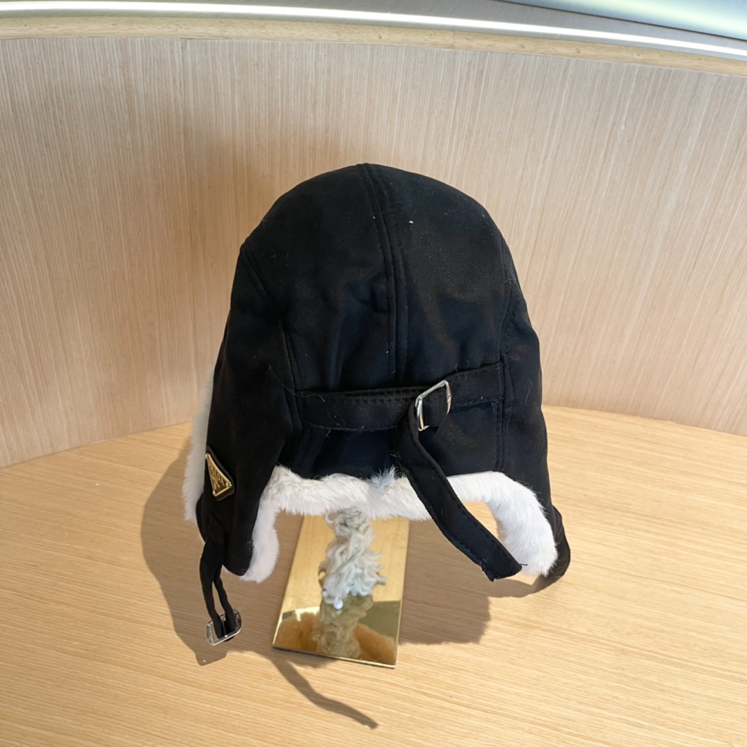 普拉达Prada冬季毛绒雷锋帽子女东北防寒保暖户外骑行防风护耳帽时尚休闲