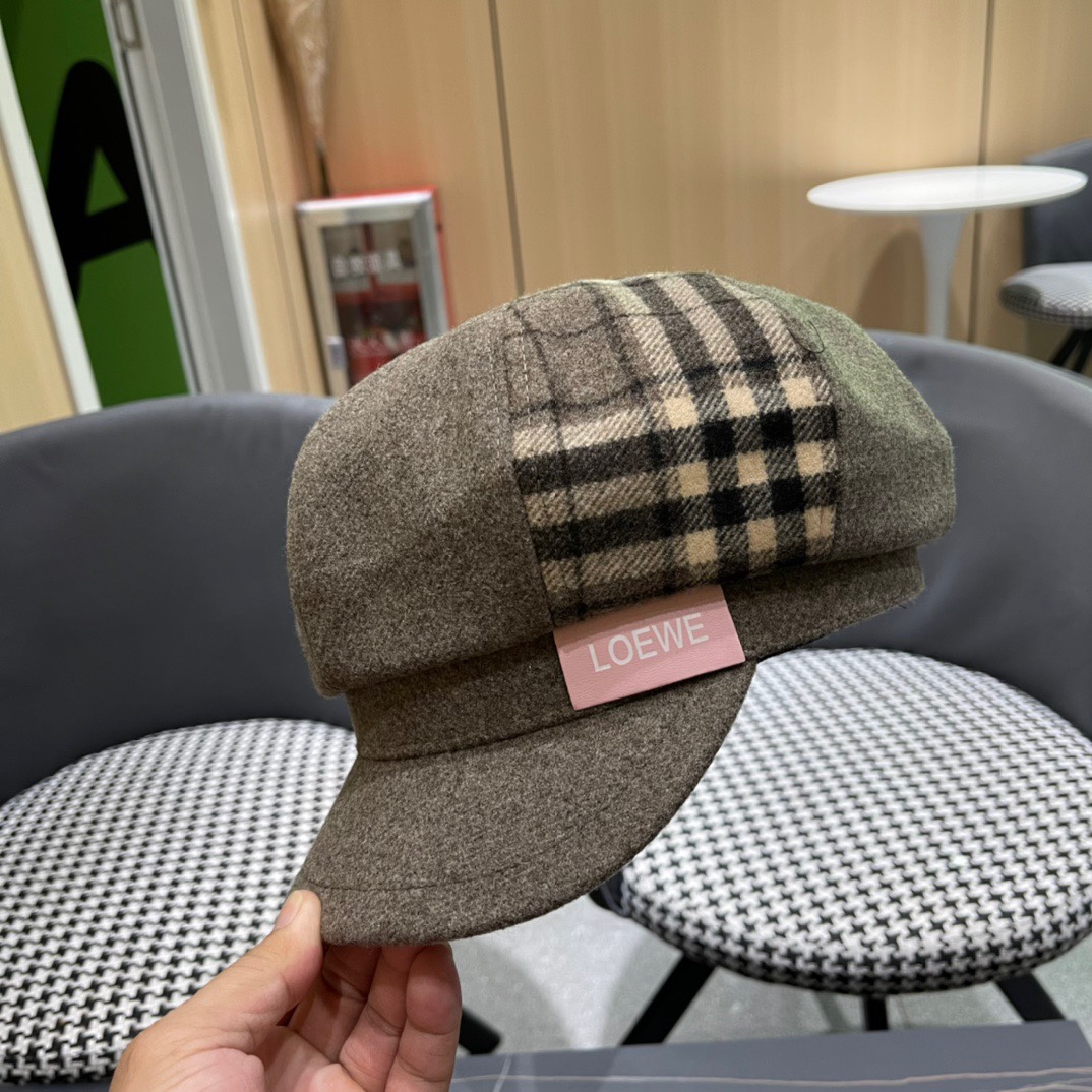  罗意威 loewe八角贝雷帽女新款秋冬韩系报童帽显脸小鸭舌画家帽子