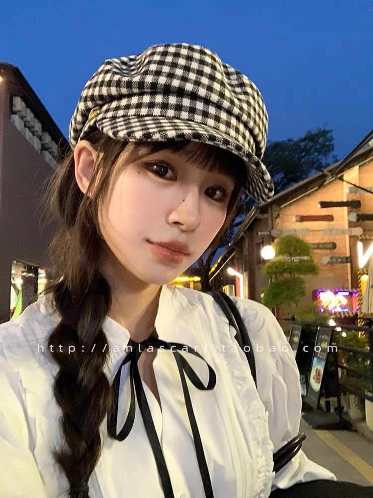 NO:216840,【Prada】Autumn new houndstooth bere octagonal hat new shipment, big brand model super easy to match, hat fisherman hat baseball hat knit hat, hat, prada, espadrilles, hats19860909【普拉达】秋新款千鸟格贝雷八角帽新款出货,大牌款超好搭配,帽子渔夫帽棒球帽针织帽,帽子,prada,espadrilles,hats,hat