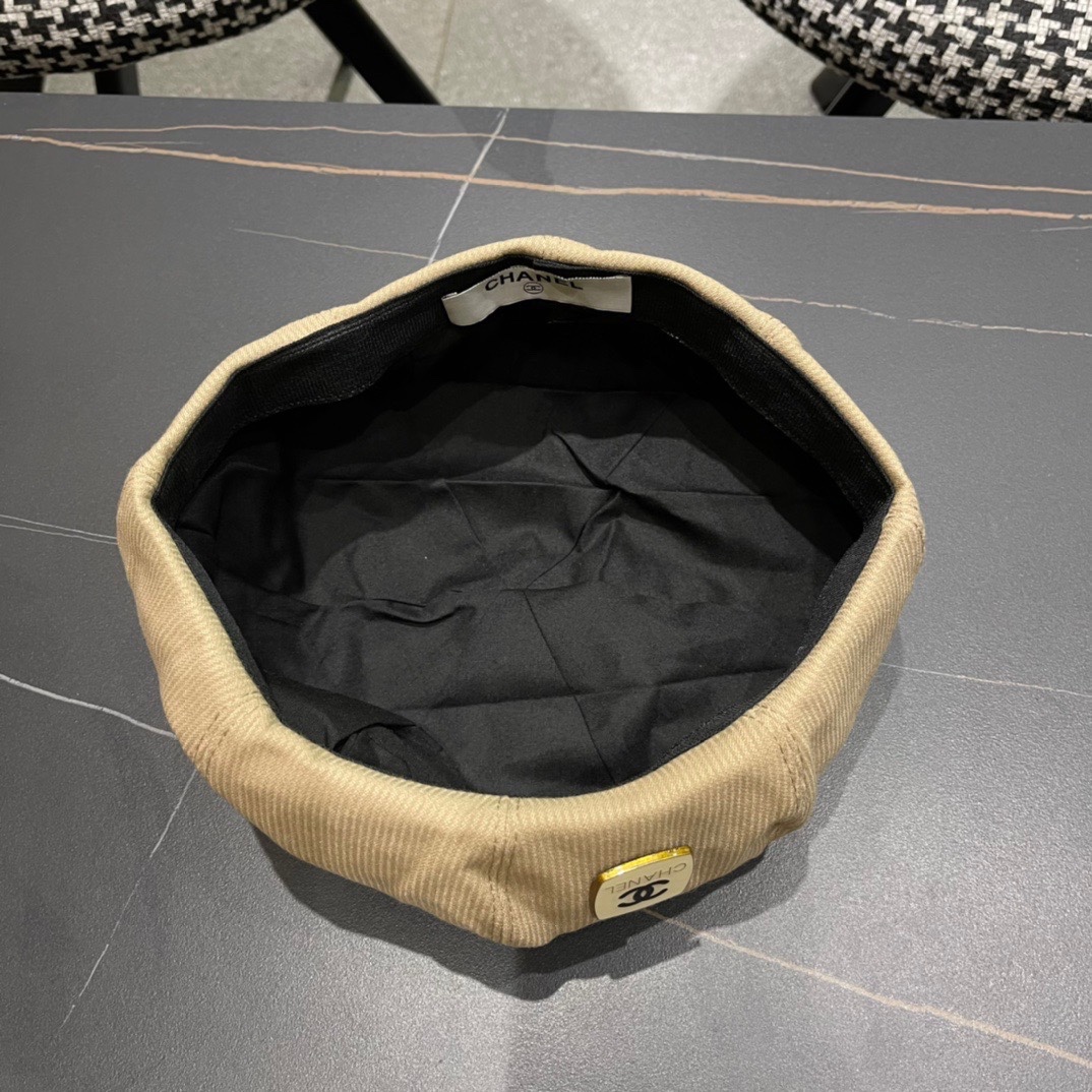  Chanel香奈儿贝雷帽女春秋季复古百搭显脸小报童帽大头围八角画家帽子