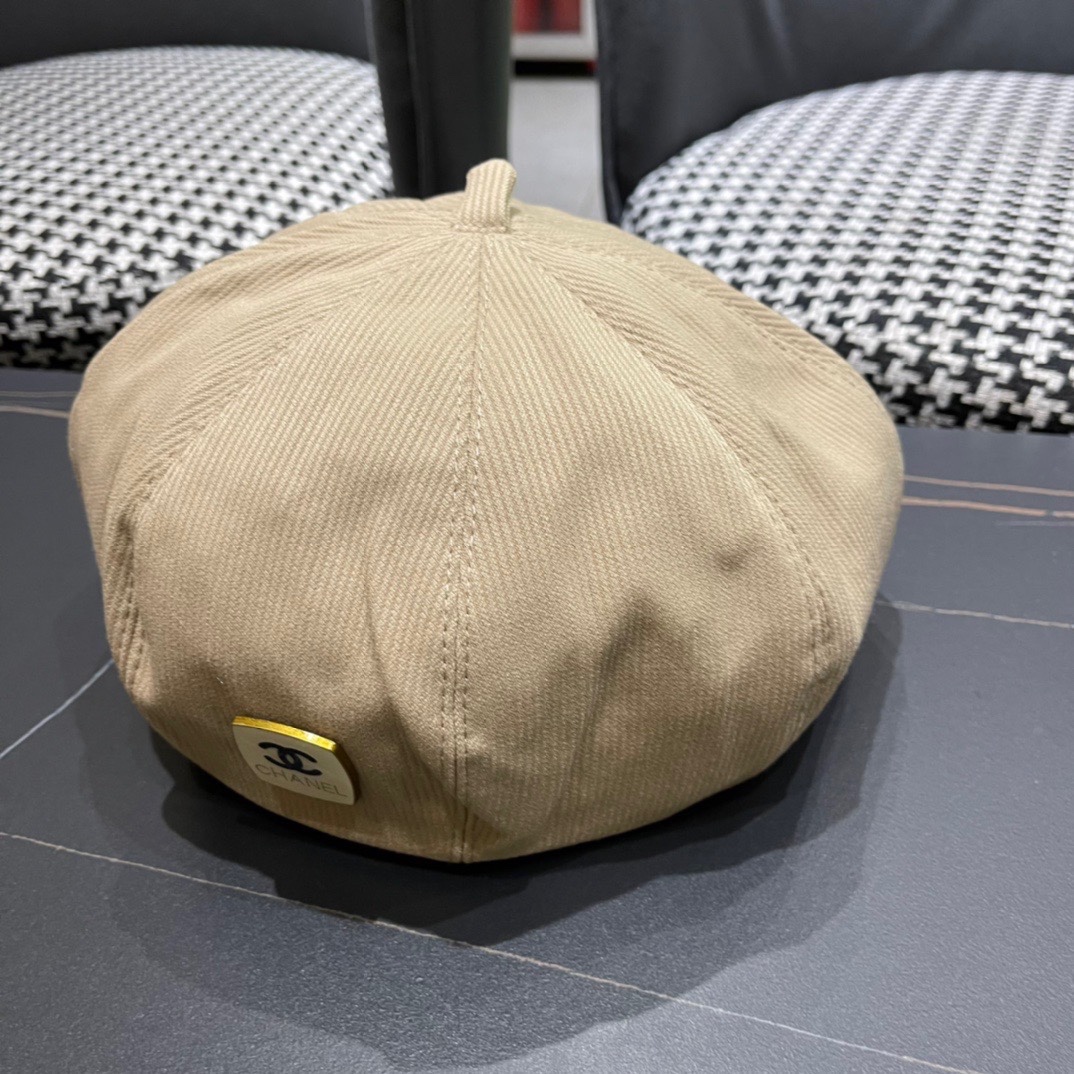  Chanel香奈儿贝雷帽女春秋季复古百搭显脸小报童帽大头围八角画家帽子