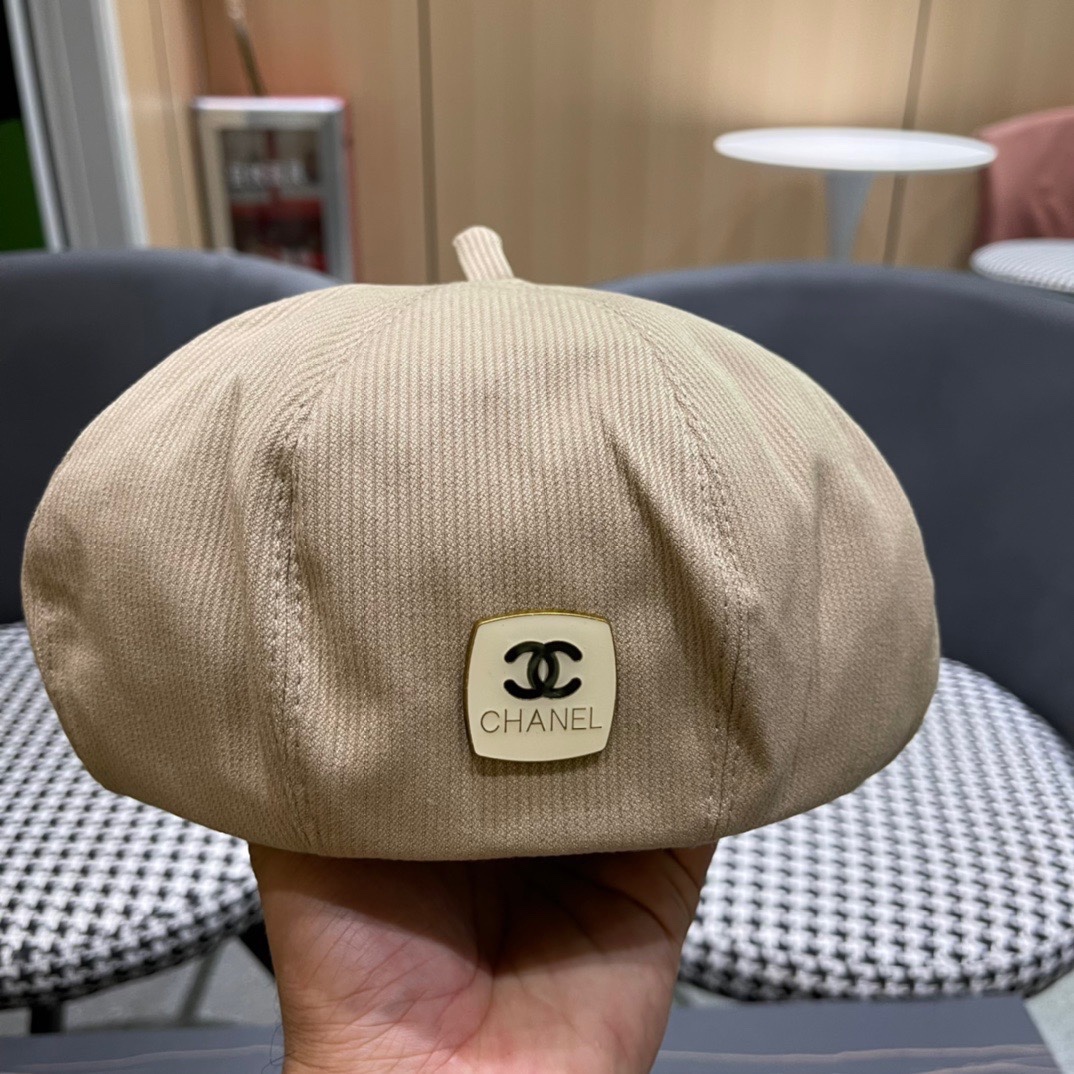  Chanel香奈儿贝雷帽女春秋季复古百搭显脸小报童帽大头围八角画家帽子
