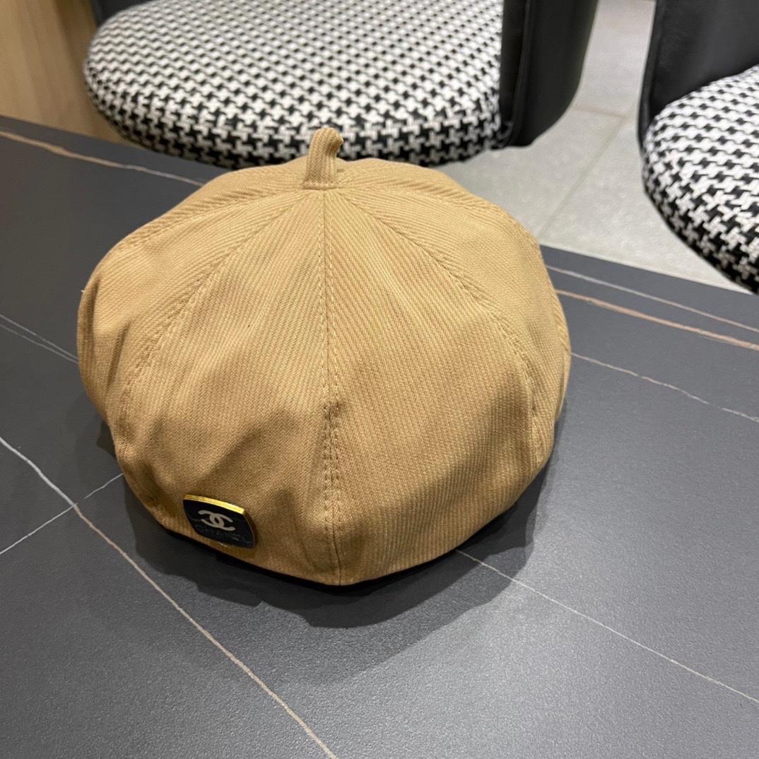  Chanel香奈儿贝雷帽女春秋季复古百搭显脸小报童帽大头围八角画家帽子