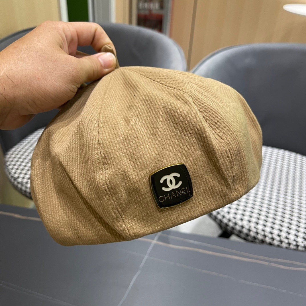  Chanel香奈儿贝雷帽女春秋季复古百搭显脸小报童帽大头围八角画家帽子