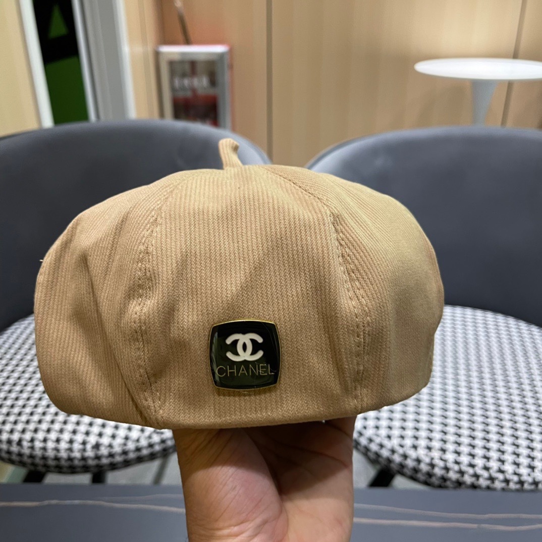  Chanel香奈儿贝雷帽女春秋季复古百搭显脸小报童帽大头围八角画家帽子