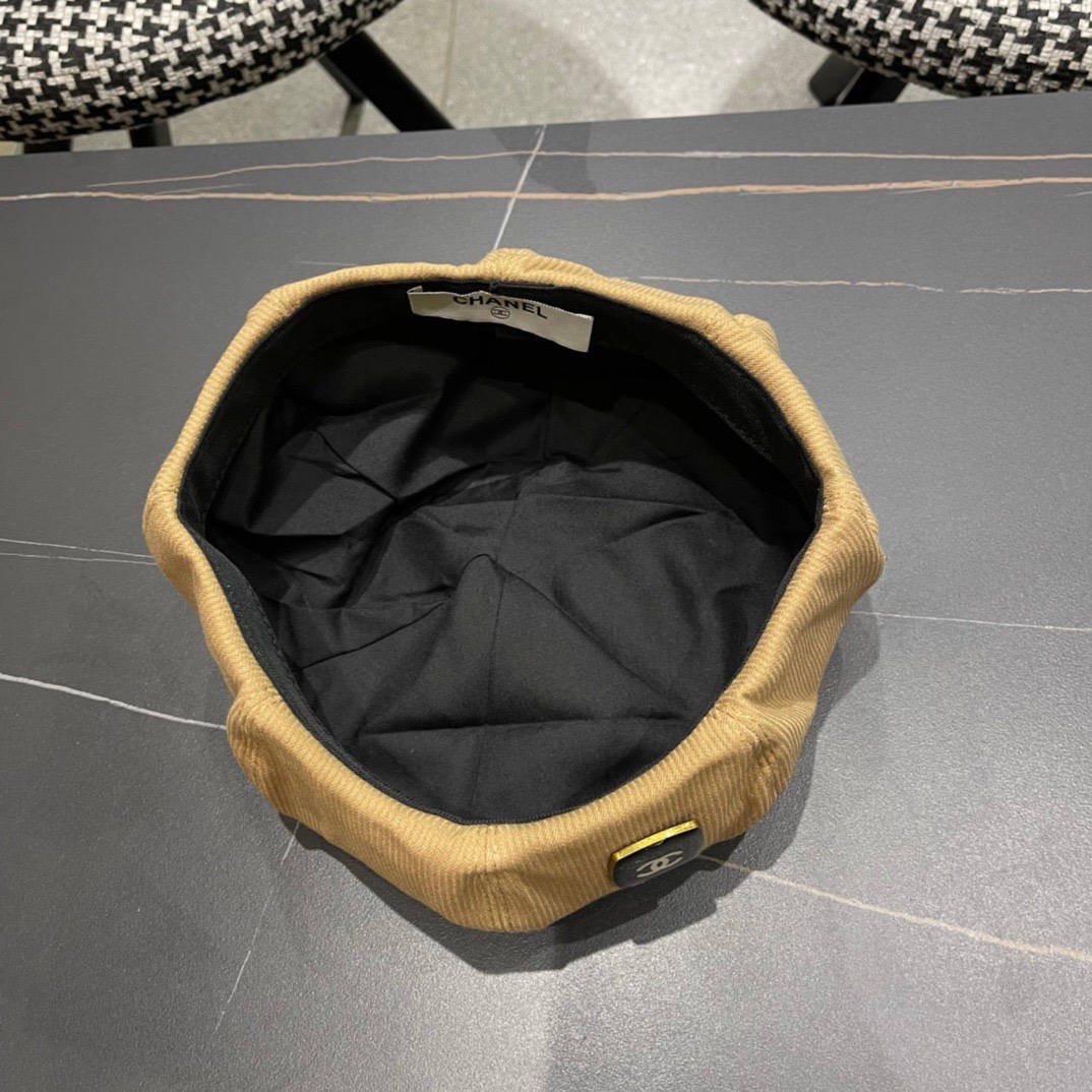  Chanel香奈儿贝雷帽女春秋季复古百搭显脸小报童帽大头围八角画家帽子