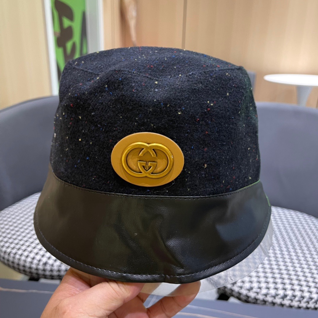  古奇秋新款渔夫帽， 工艺非常精美 高档大气上档次！低调奢华，方便携带！跑量