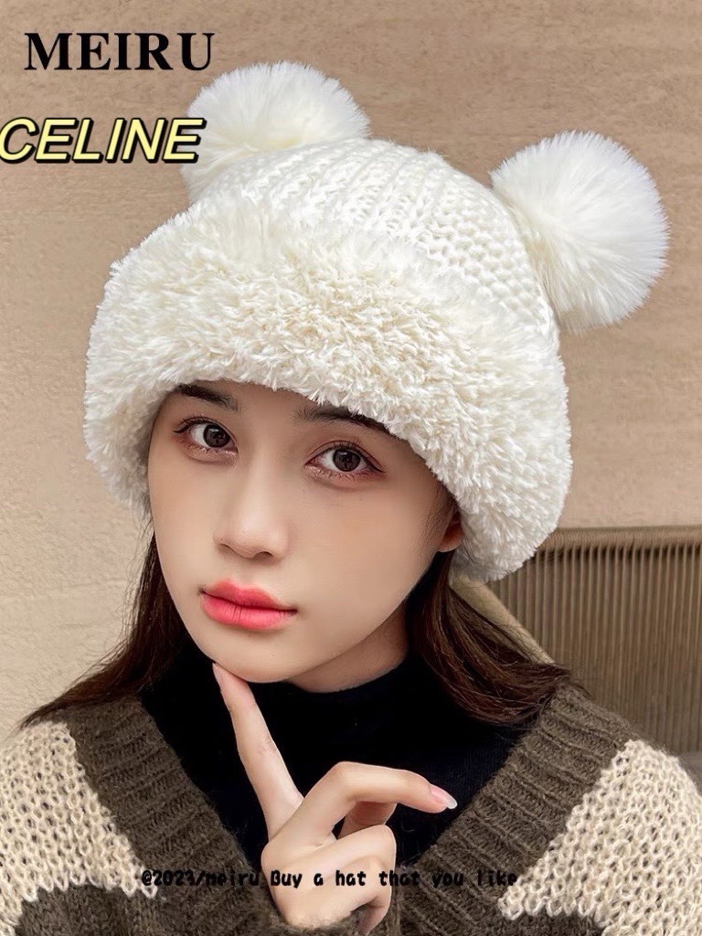 NO:217260,Selin cellne Korean cute bear ear knitted wool hat for women in winter warm ears thickened versatile cartoon pullover hat hat fisherman hat baseball hat knit hat, hat, celine, espadrilles, hats19860909赛琳cellne韩版可爱小熊耳朵针织毛线帽子女冬季保暖护耳加厚百搭卡通套头帽 帽子渔夫帽棒球帽针织帽,帽子,celine,espadrilles,hats,hat