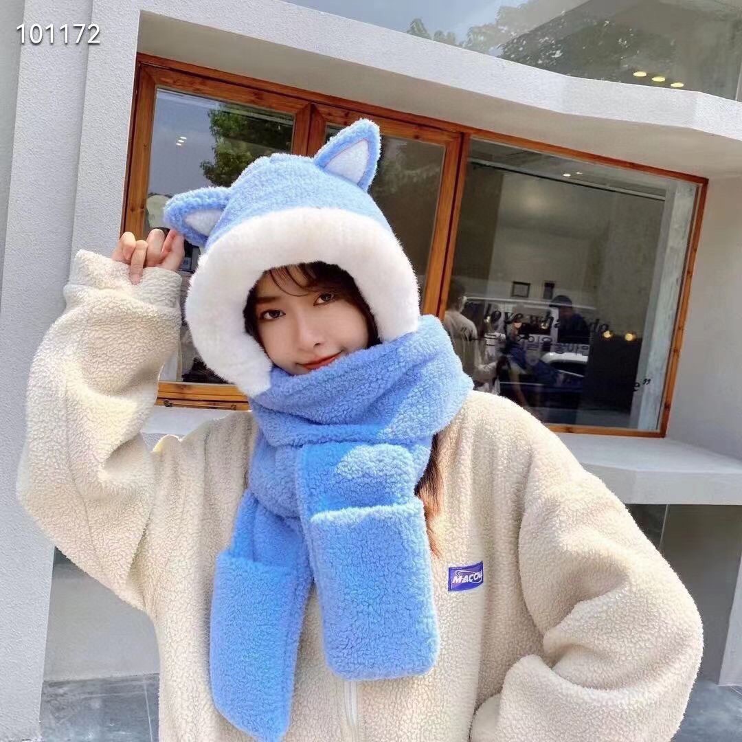 NO:217278,Celine Celine three-piece set of lamb wool autumn and winter plus velvet thickened warm women cute bear hat scarf gloves hat fisherman hat baseball hat knit hat, hat, celine, celine, espadrilles, gloves, hats19860909Celine赛琳三件套羊羔毛秋冬加绒加厚保暖女可爱小熊帽子围巾手套帽子渔夫帽棒球帽针织帽,帽子,celine,celine,espadrilles,gloves,hats,hat