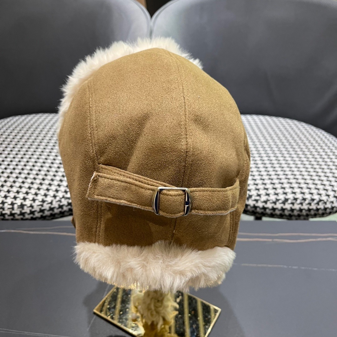 DIOR迪奥 加绒雷锋帽子女防风防寒百搭加厚骑行护耳帽飞行帽子