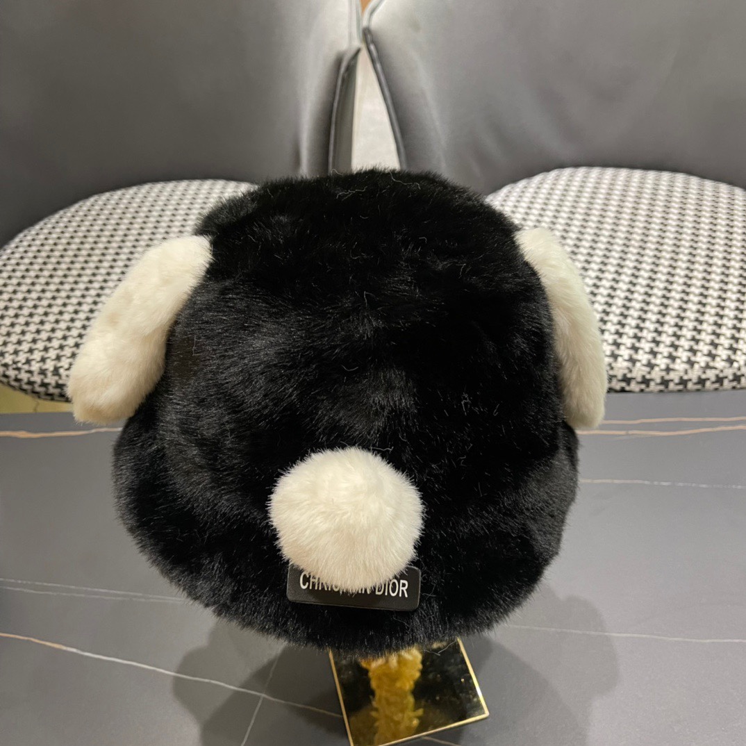 DIOR迪奥 2024冬款可爱小狗大耳朵加绒加厚针织毛线帽保暖雷锋帽