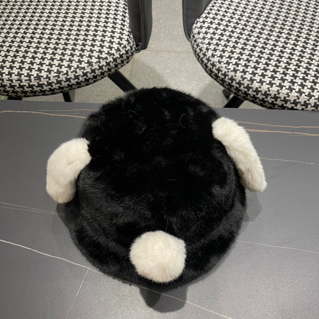 DIOR迪奥 2024冬款可爱小狗大耳朵加绒加厚针织毛线帽保暖雷锋帽