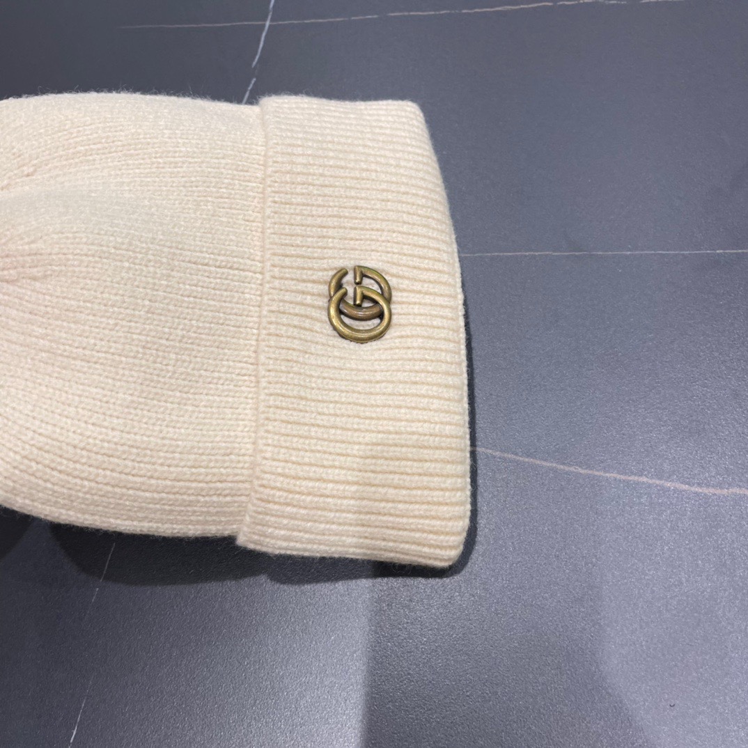 GUCCI古奇 时尚法式羊毛毛线帽子女冬季保暖针织帽潮条纹毛线帽
