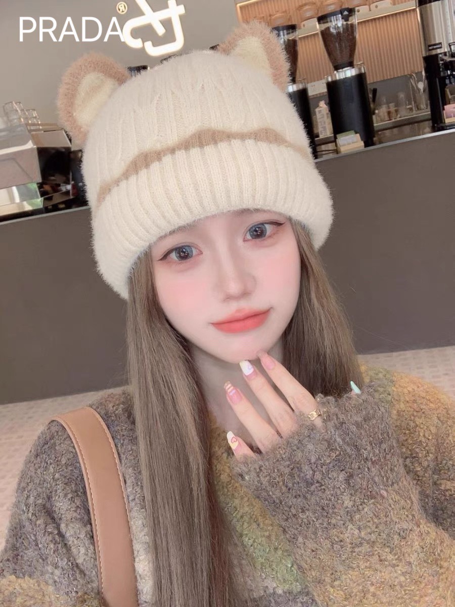 NO:218035,PRADA new wool hat, cute and warm wool hat, fisherman hat, baseball hat, knit hat, hat, prada, prada, espadrilles, hats19860909PRADA普拉达 秋冬新款毛线帽,呆萌可爱保暖毛线帽帽子渔夫帽棒球帽针织帽,帽子,prada,prada,espadrilles,hats,hat