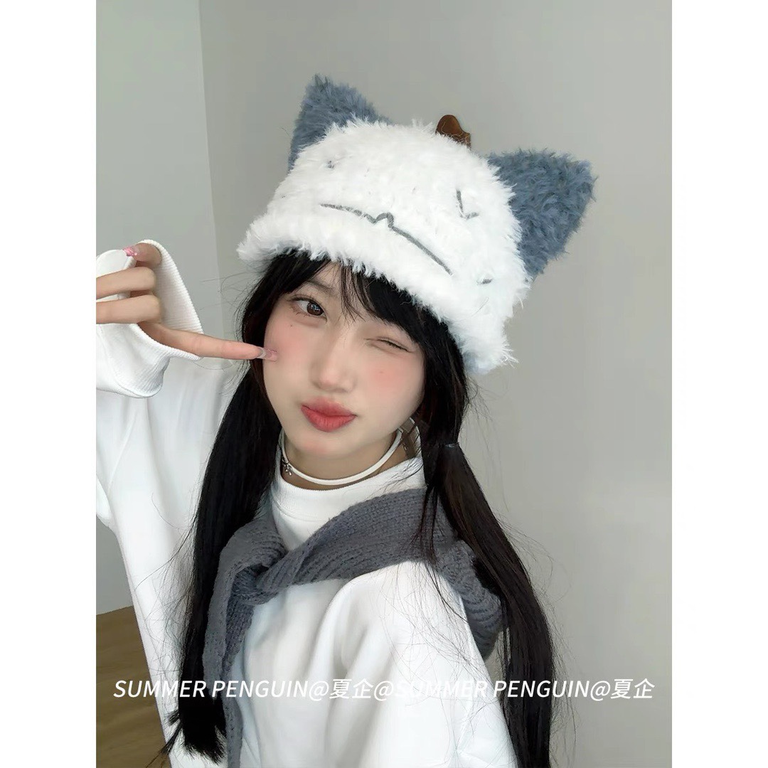 NO:218147,DIOR Korean version cute weird cat plush hat women autumn and winter warm ear protection hat fisherman hat baseball hat knit hat, hat, dior, dior, espadrilles, hats19860909DIOR迪奥韩版可爱怪猫咪毛绒帽女秋冬季保暖护耳帽帽子渔夫帽棒球帽针织帽,帽子,dior,dior,espadrilles,hats,hat
