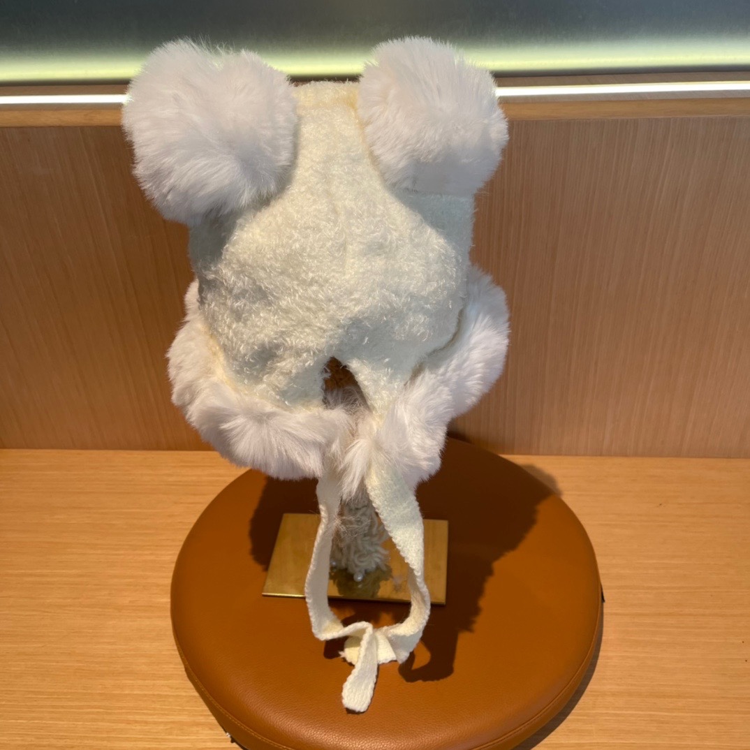 普拉达Prada新款秋冬季毛绒雷锋帽加绒加厚护耳帽子防寒防风帽