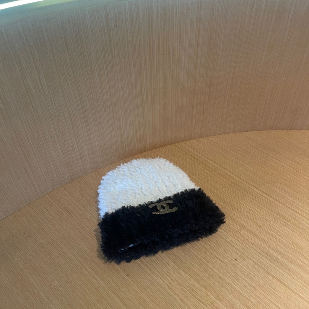 CHANEL香奈儿】2024女秋冬拼色针织毛线帽韩版大头围保暖护耳，毛绒绒的非常舒服 大牌款超好搭配，