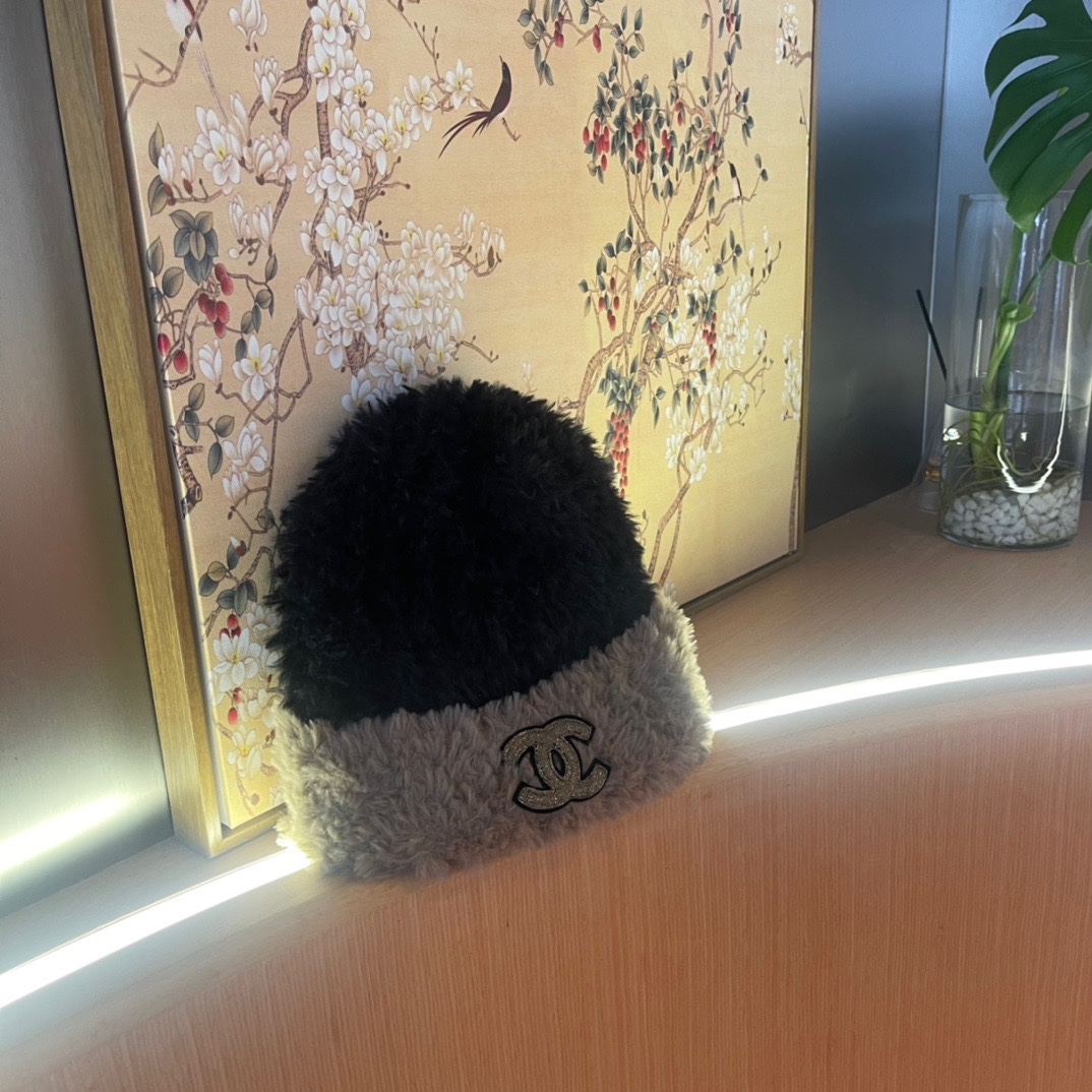 CHANEL香奈儿】2024女秋冬拼色针织毛线帽韩版大头围保暖护耳，毛绒绒的非常舒服 大牌款超好搭配，