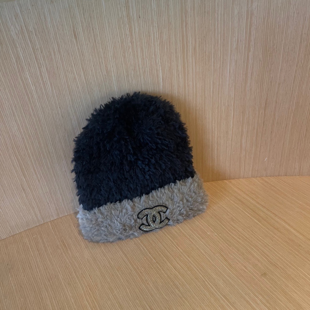 CHANEL香奈儿】2024女秋冬拼色针织毛线帽韩版大头围保暖护耳，毛绒绒的非常舒服 大牌款超好搭配，