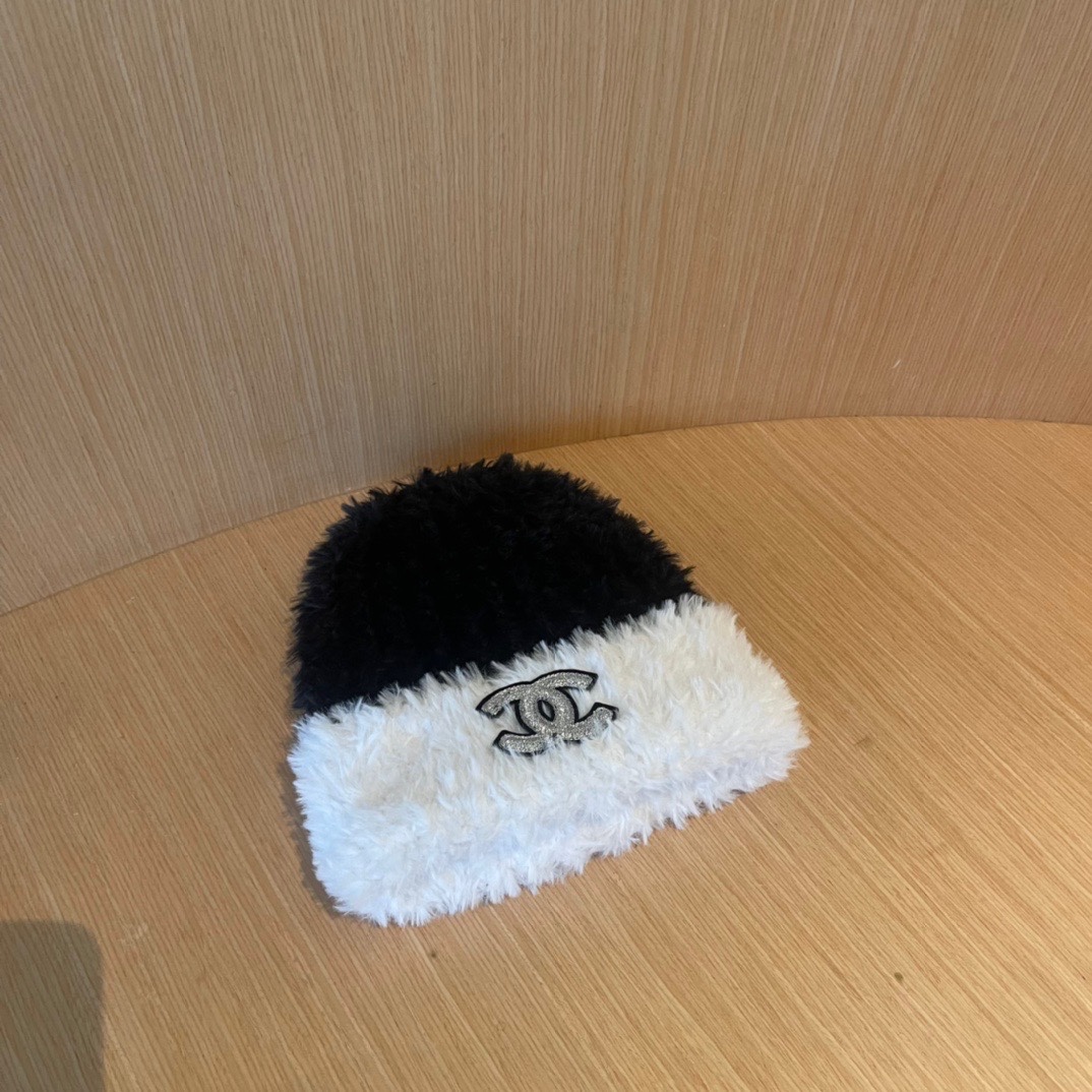 CHANEL香奈儿】2024女秋冬拼色针织毛线帽韩版大头围保暖护耳，毛绒绒的非常舒服 大牌款超好搭配，