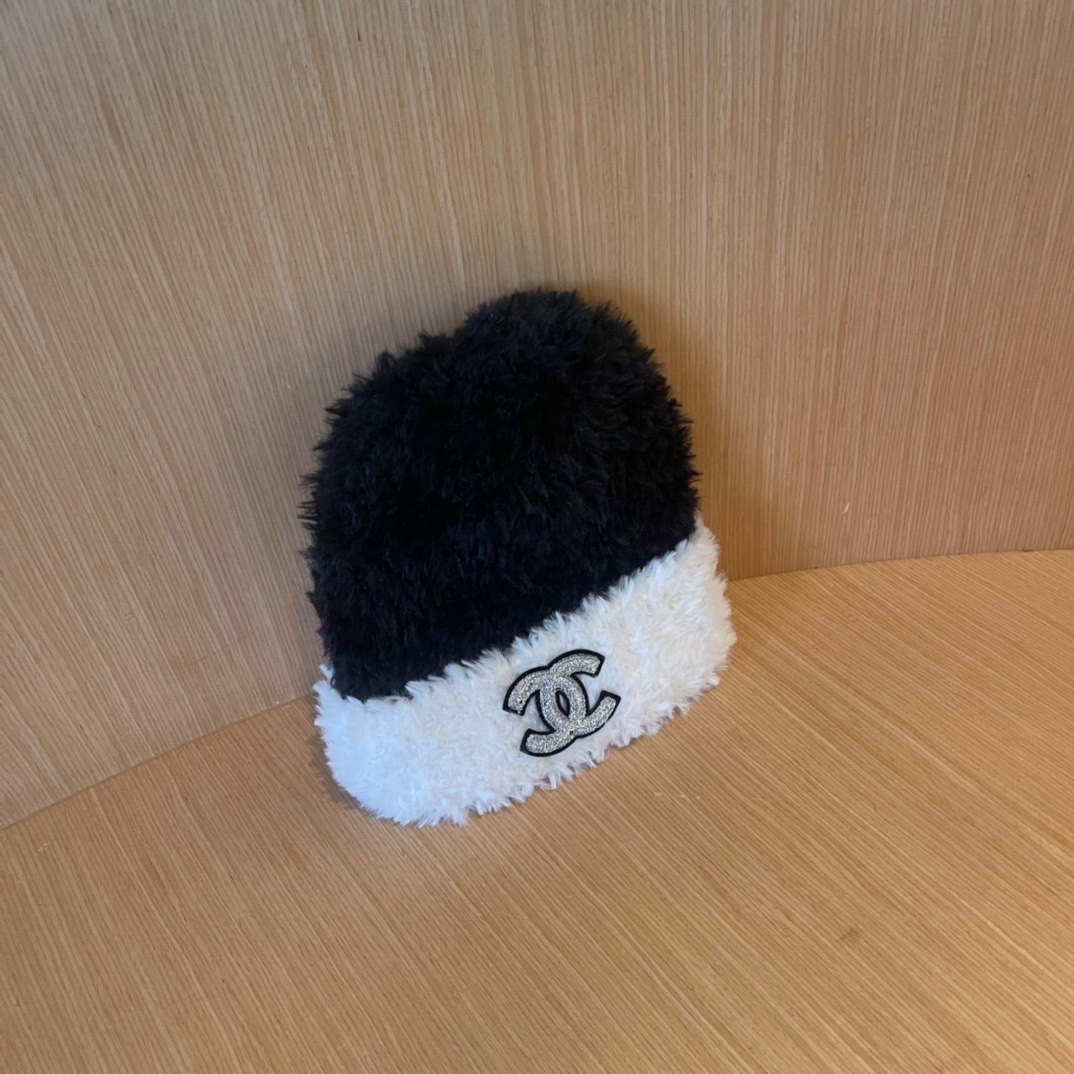 CHANEL香奈儿】2024女秋冬拼色针织毛线帽韩版大头围保暖护耳，毛绒绒的非常舒服 大牌款超好搭配，