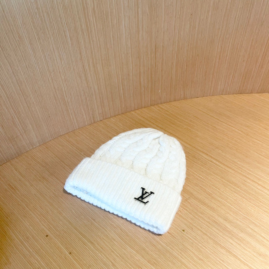 lv路易威登帽子女秋冬毛线帽韩版针织帽大头围帽护耳冬季套头潮加厚帽