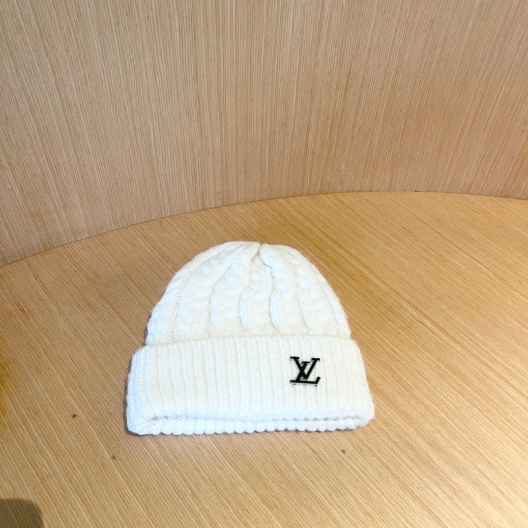 lv路易威登帽子女秋冬毛线帽韩版针织帽大头围帽护耳冬季套头潮加厚帽