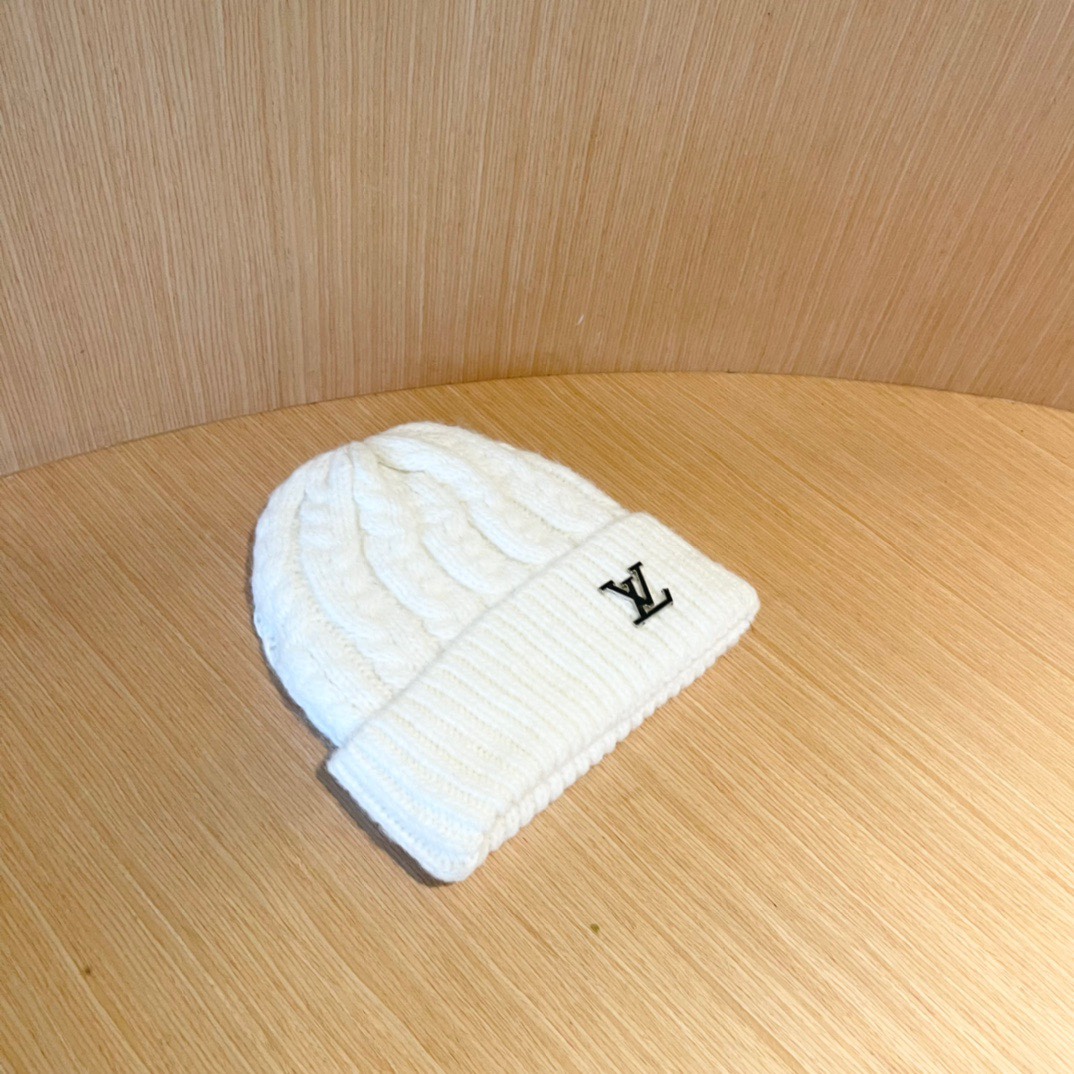 lv路易威登帽子女秋冬毛线帽韩版针织帽大头围帽护耳冬季套头潮加厚帽