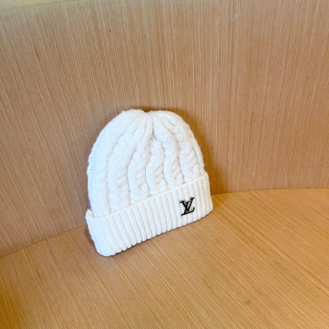lv路易威登帽子女秋冬毛线帽韩版针织帽大头围帽护耳冬季套头潮加厚帽