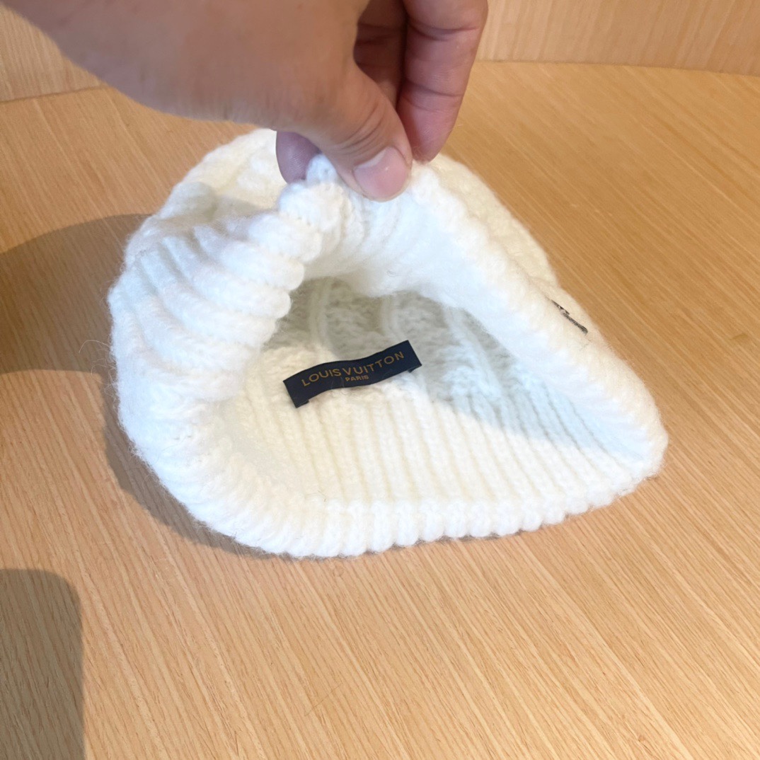 lv路易威登帽子女秋冬毛线帽韩版针织帽大头围帽护耳冬季套头潮加厚帽