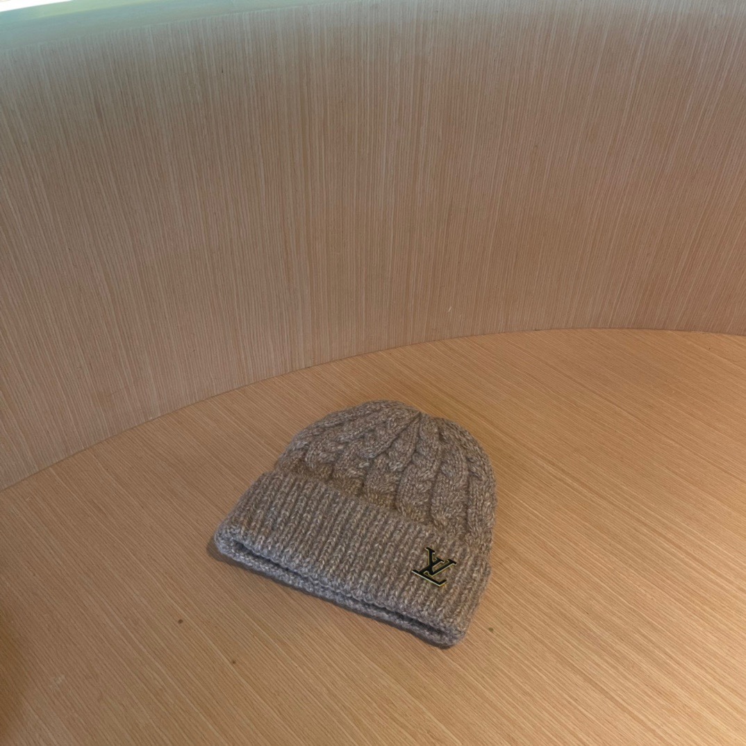 lv路易威登帽子女秋冬毛线帽韩版针织帽大头围帽护耳冬季套头潮加厚帽